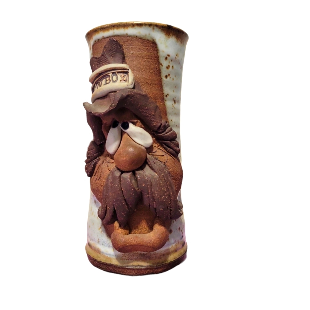 Ugly Cowboy Face 3D Mug Beer Stein Brown/Cream 8"